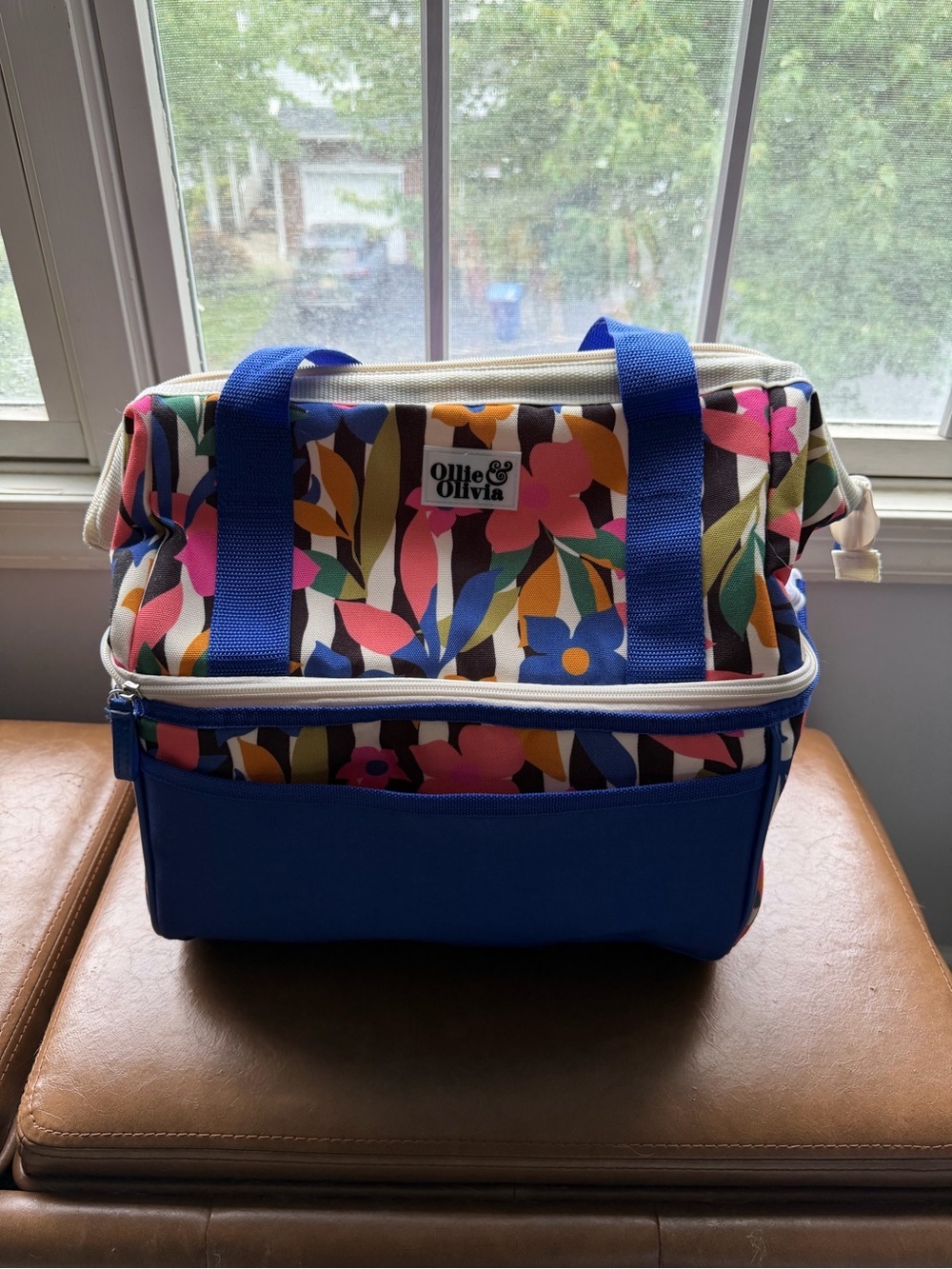 Floral Blue Insulated Travel Cooler Tote